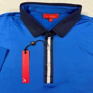 REDVANLY Mens L Marine Blue Athletic Luxury Polo Shirt PUREpoly Moisture Wicking